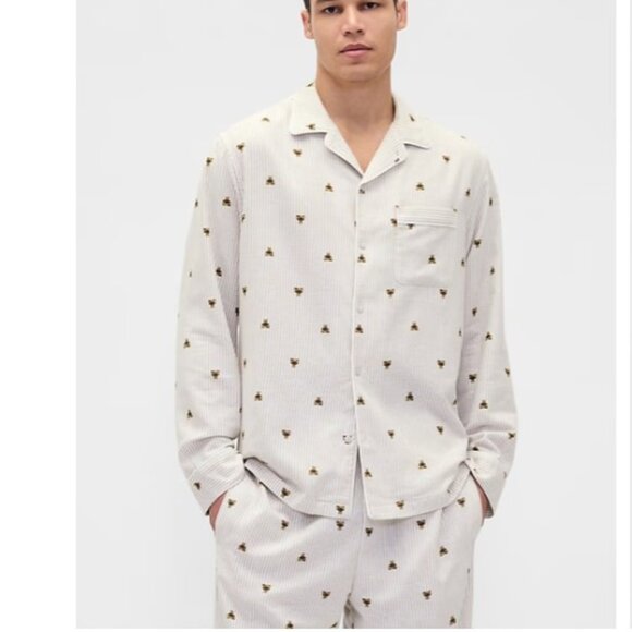 Gap Adult Softest Flannel PJ Shirt Brannan Bear Unisex L - Picture 2 of 8